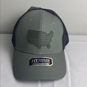 Highland Tactical America trucker mesh men’s snapback olive Green and Black Cap